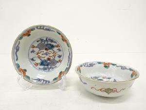 古伊万里　染錦　唐草　向付　2客揃